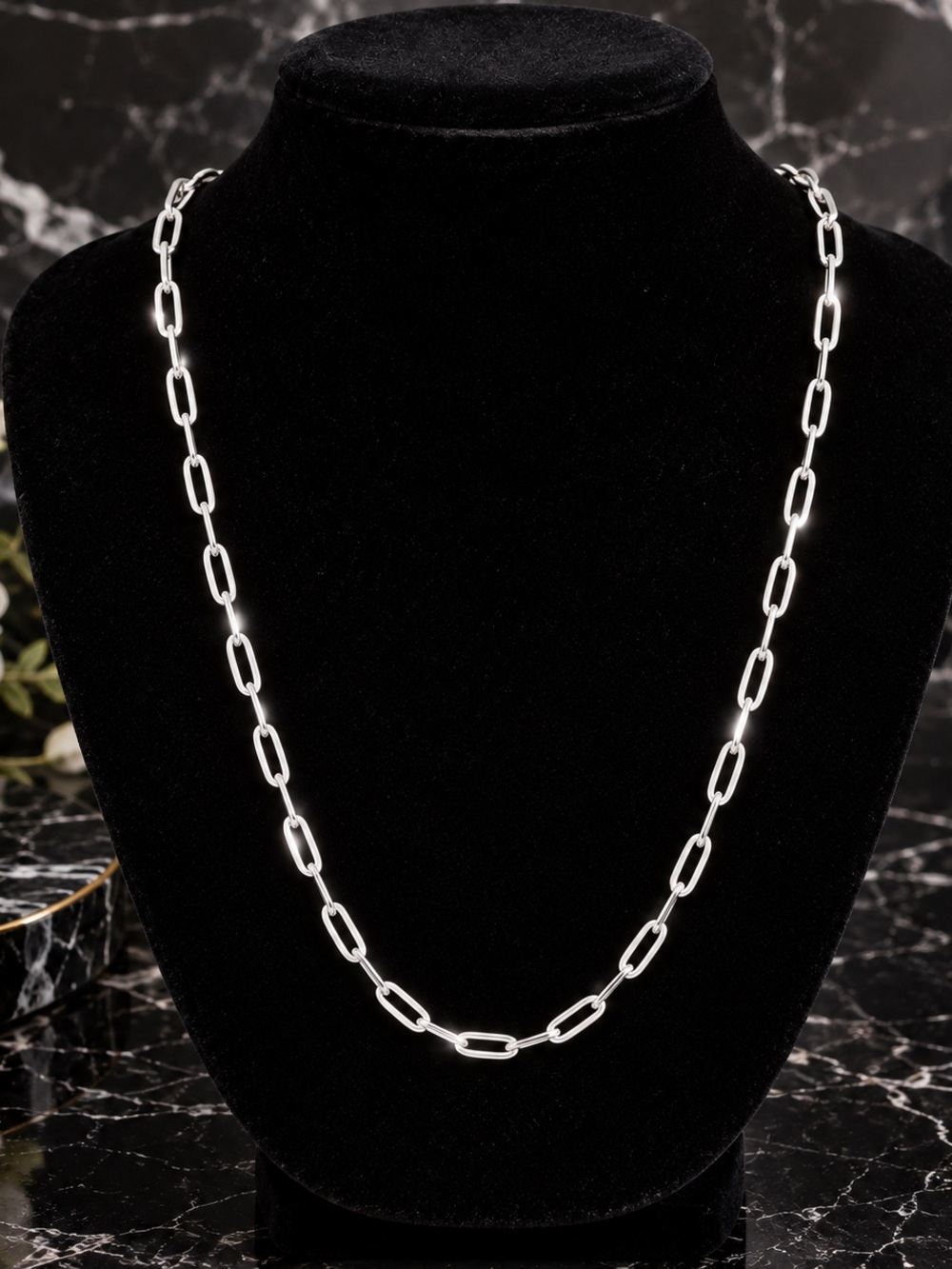 925 Sterling Silver Paperclip Chain Necklace 26” Long Link Women’s Jewelry